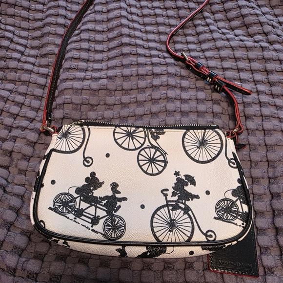 Dooney & Bourke White and Black Crossbody Bag with Bicycle Print - Picture 2 of 3